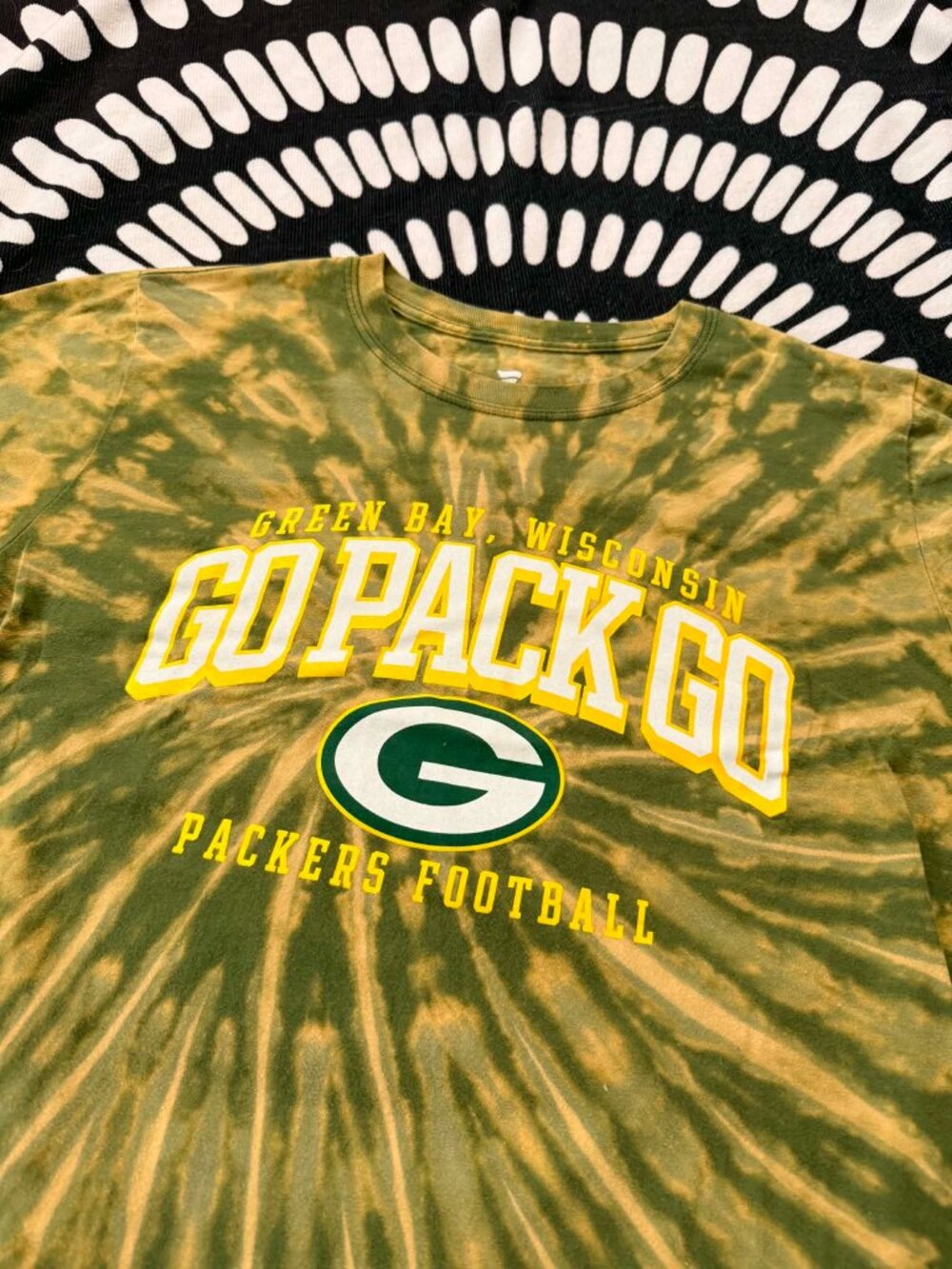 Custom Reverse Dyed Go Pack Go - Green Bay Packers T-Shirt